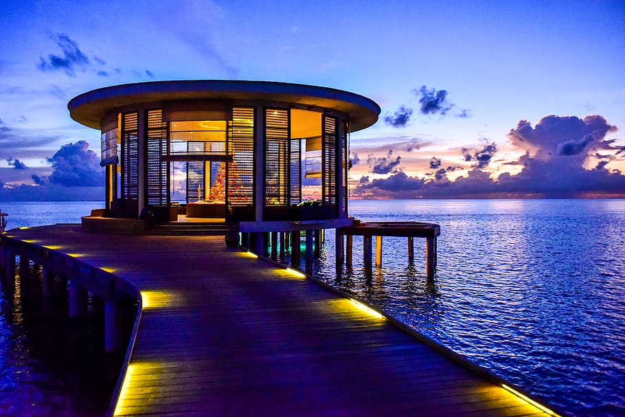 House on Body of Water, archipelago, architecture, azure, bay HD wallpaper