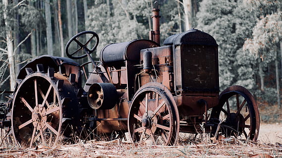 wheel, machine, rust, tractor, transportation, vehicle, train HD wallpaper