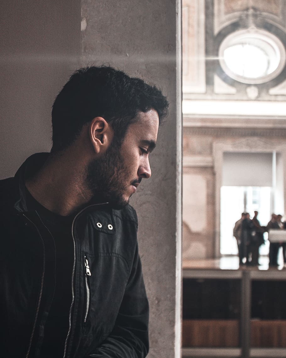 man, men, portrait, jacket, black, church, inside, city, urban HD wallpaper