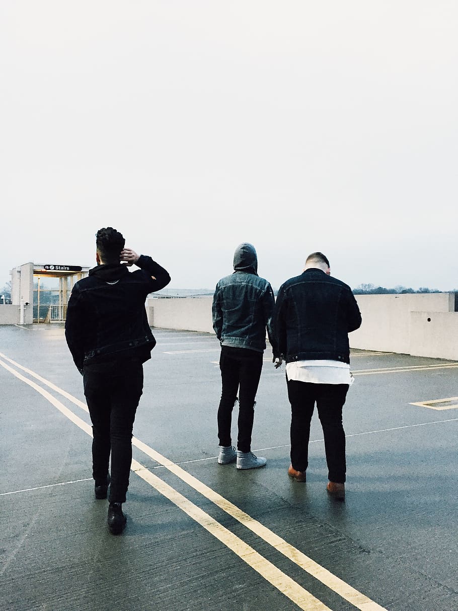 guy, boy, tribe, black, gray, rain, road, hangout, group, friend HD wallpaper