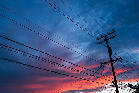electricity, wire, voltage, power, energy, sky, distribution HD wallpaper