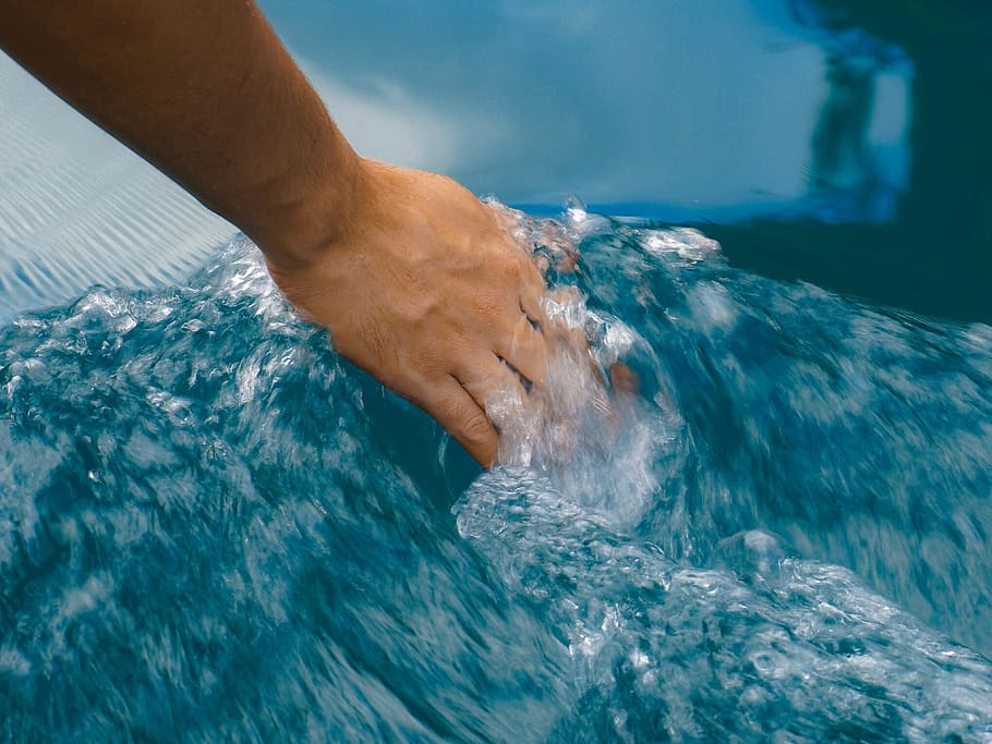 philippines, siargao island, lake, water, hand, wave, human body part, HD wallpaper