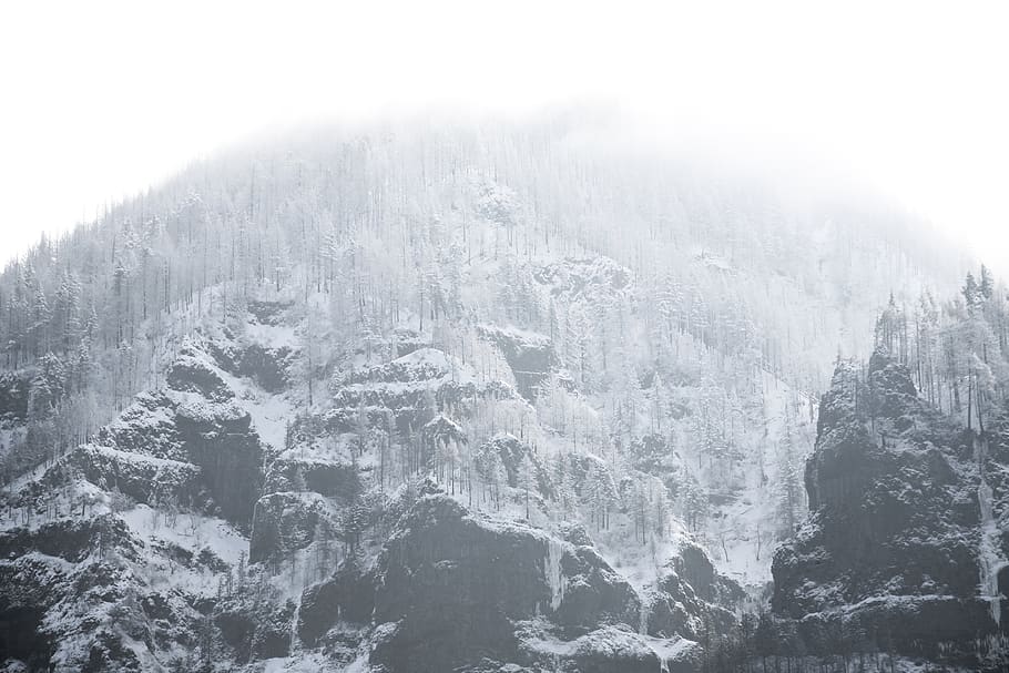 mountain covered by snow, nature, ice, outdoors, winter, cliff HD wallpaper