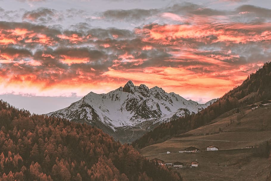 Scenic View Of Snow Capped Mountain, clouds, dawn, desktop wallpaper HD wallpaper