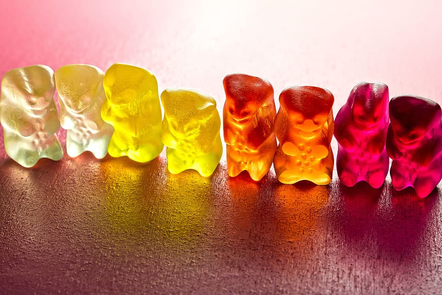 gummibär, sweetness, delicious, nibble, colorful, fruit jelly HD wallpaper