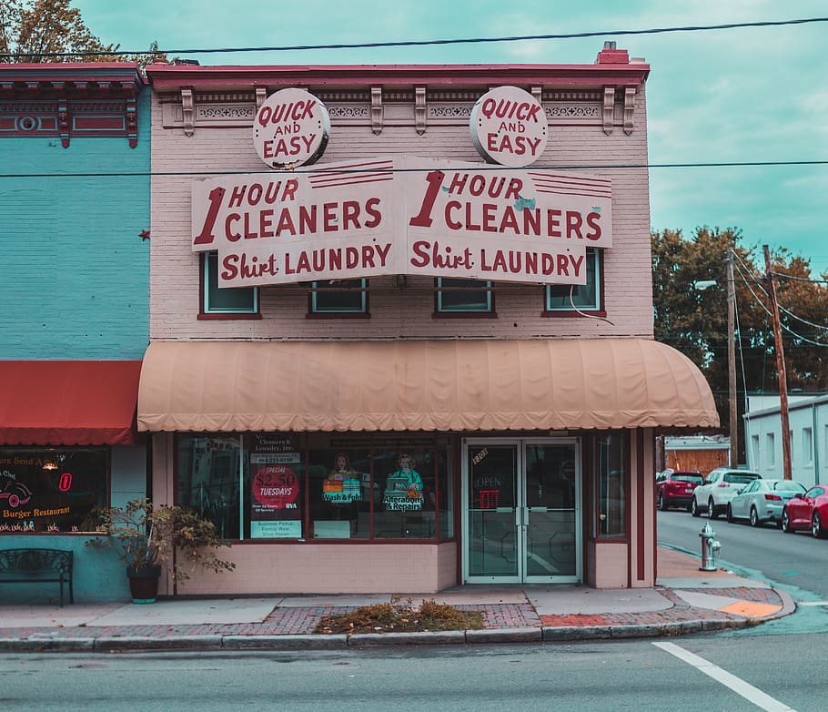 closed laundry shop, text, communication, building exterior, architecture HD wallpaper