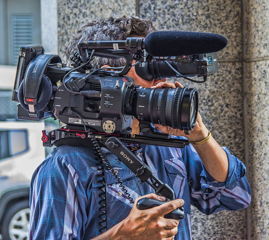 camera, cameraman, video, media, television, professional, operator
