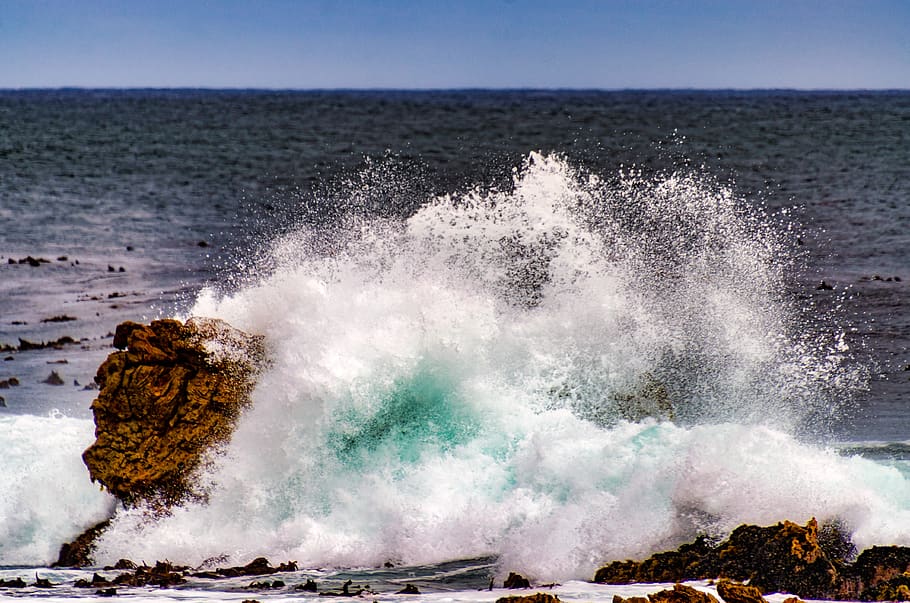 sea, ocean, wave, blue, sky, water, nature, peace, travel, horizon HD wallpaper