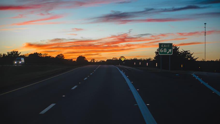 highway, interstate, night, sunset, night time, night driving