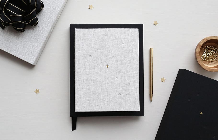 white and black note, table, indoors, no people, directly above HD wallpaper