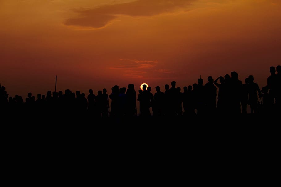 bangladesh, sylhet, sunset, people, evening, black, sky, group of people, HD wallpaper