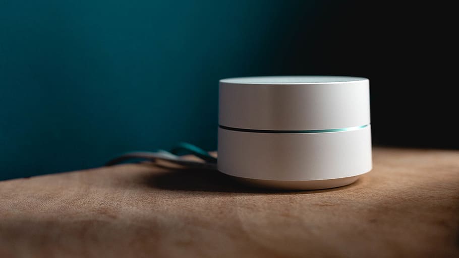 white Bluetooth speaker, indoors, copy space, table, connection HD wallpaper