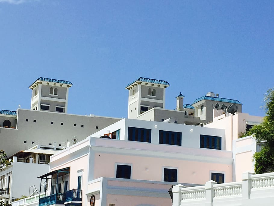 puerto rico, san juan, pink, blue, architecture, geometric, HD wallpaper