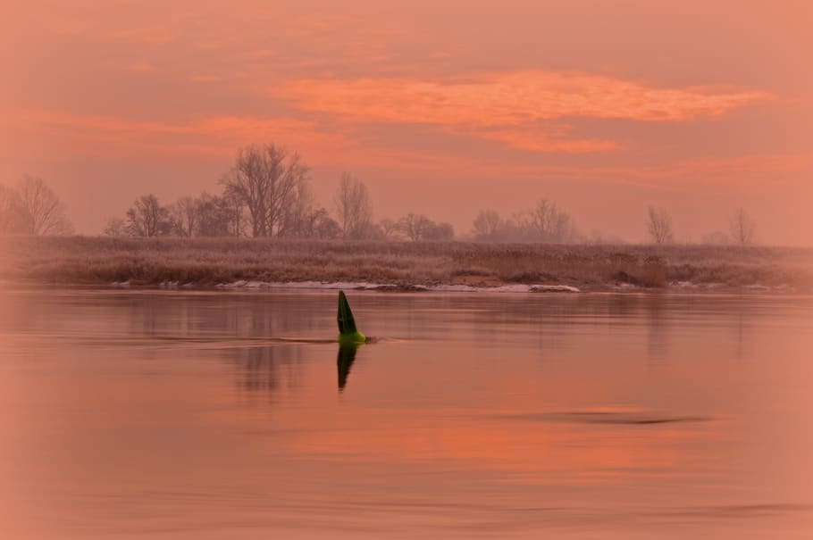 river, river landscape, haze, nature, lighting, sunrise, trees HD wallpaper