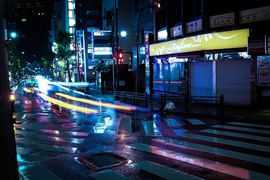 neon, tokyo, explore, lights, rain, wet, glow, future, city, HD wallpaper