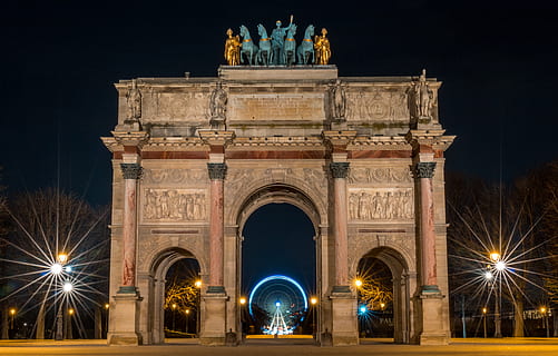 architecture, building, arched, urban, downtown, city, arc de triomphe du carrousel HD wallpaper