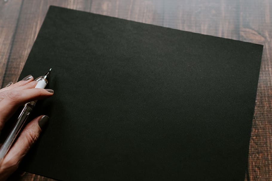 black graphics board, text, human, person, pen, table, paper HD wallpaper