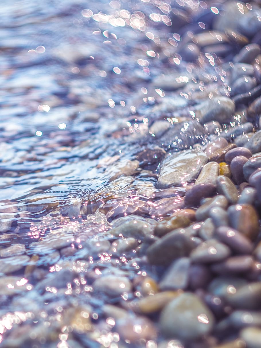yalta, pebbles, vacation, water, wave, splashes, sea, shine, HD wallpaper