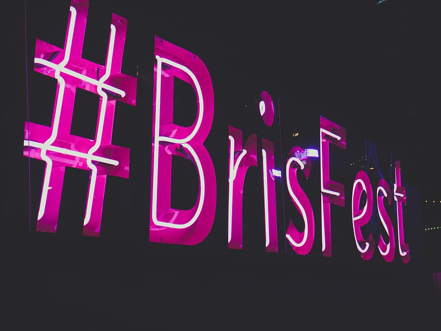 #Brisfest text, neon, illuminated, western script, communication HD wallpaper