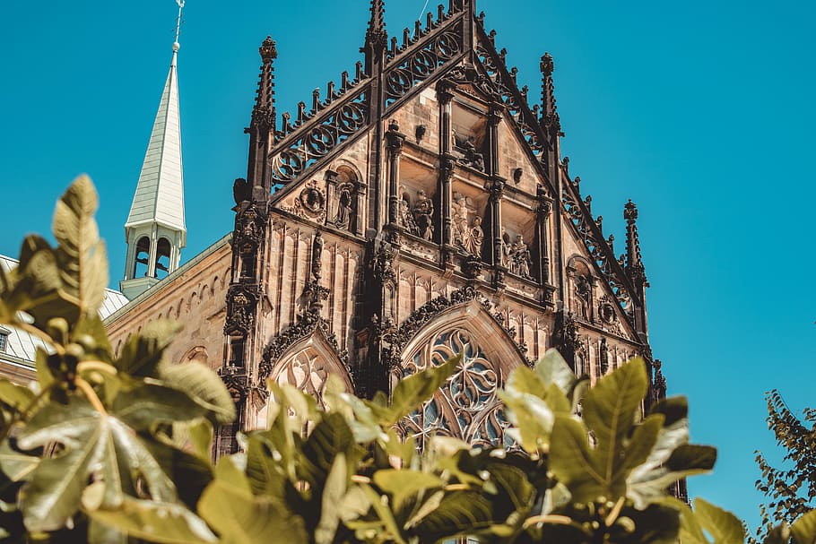 brown painted building, steeple, tower, architecture, spire, dome HD wallpaper