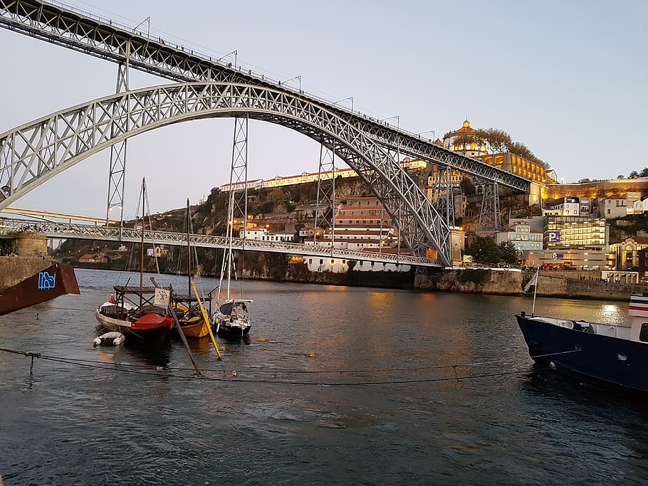 river, boat, winery, bridge, iron, porto, transportation, water HD wallpaper