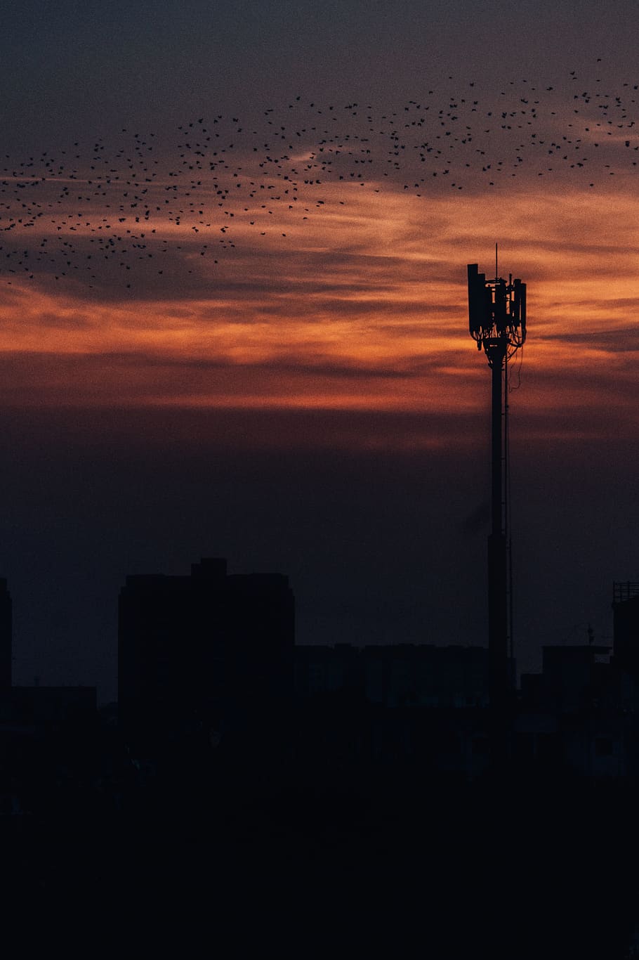 sky, sunset, silhouette, cloud - sky, orange color, architecture HD wallpaper