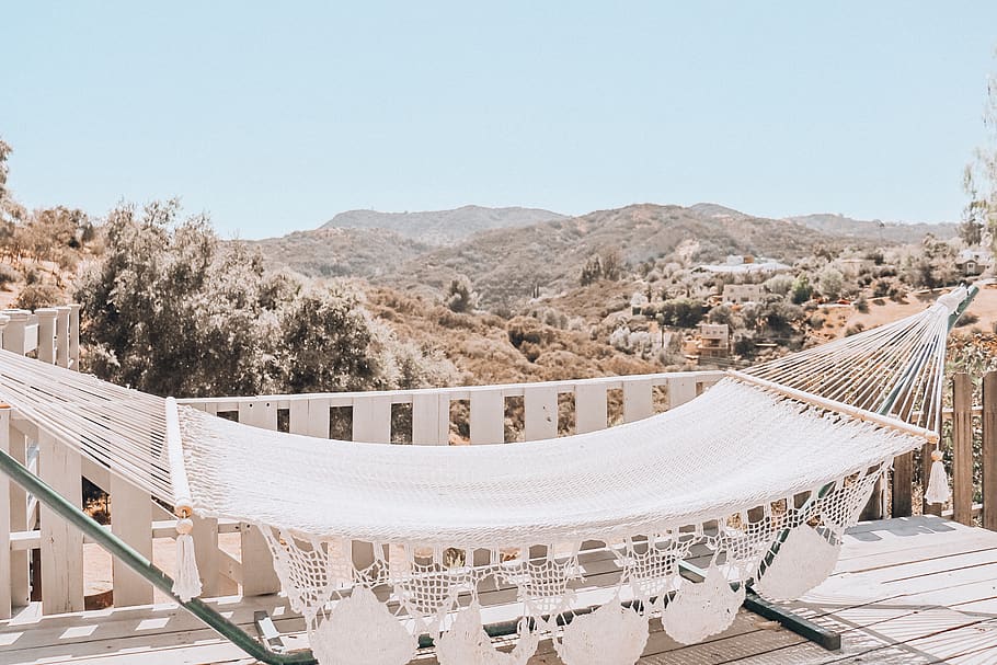 white hammonk, hammock, furniture, topanga, united states, landscape HD wallpaper