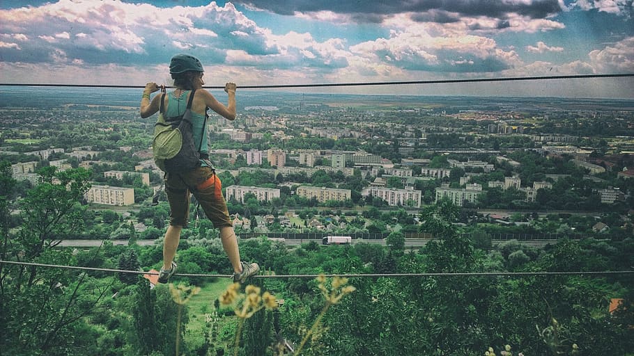 hungary, tatabánya, turul monument, nature, via ferrata, rock, HD wallpaper