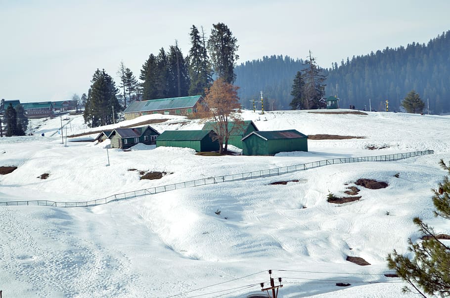 snow, kashmir, white, india, mountains, sky, landscape, winter HD wallpaper