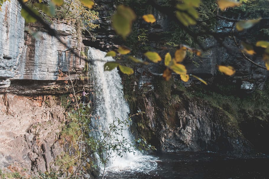 waterfalls during daytime, ingleton, ingleton waterfalls trail HD wallpaper