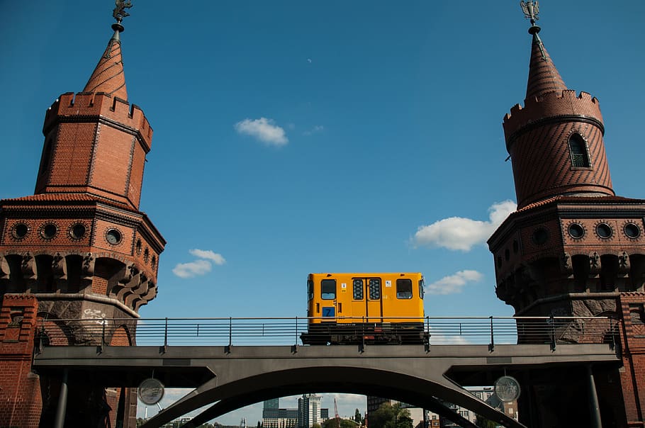 small train, berlin, travel, bridge, towers, summer, city, built structure HD wallpaper