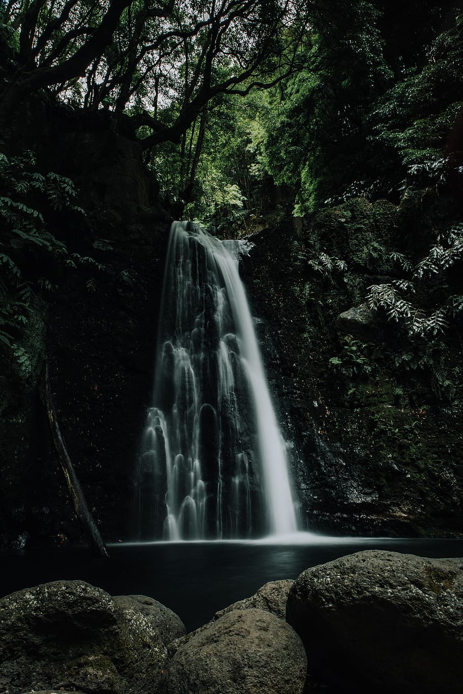 waterfalls surrounded by trees, motion, scenics - nature, flowing water HD wallpaper