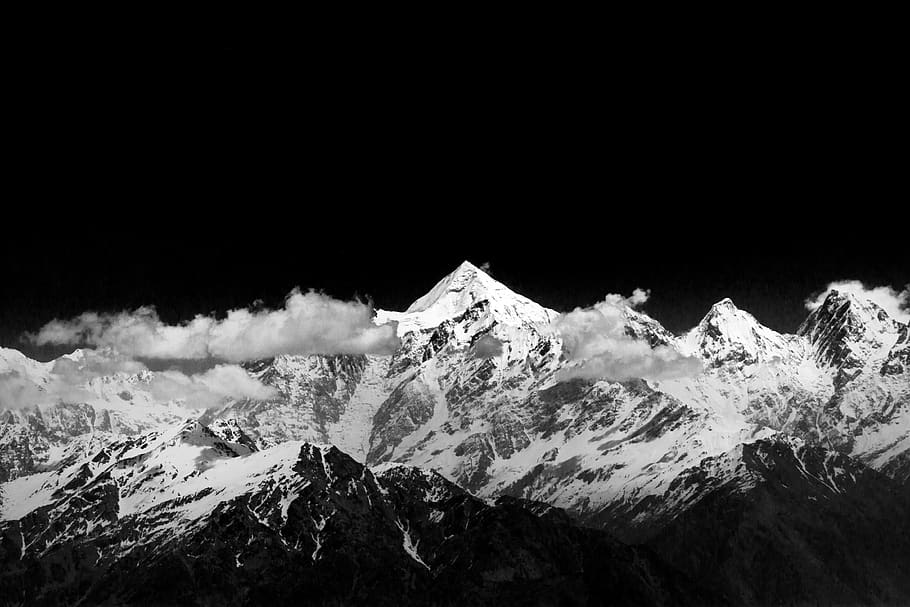 mountain range, outdoors, nature, peak, india, panchachuli peaks, HD wallpaper