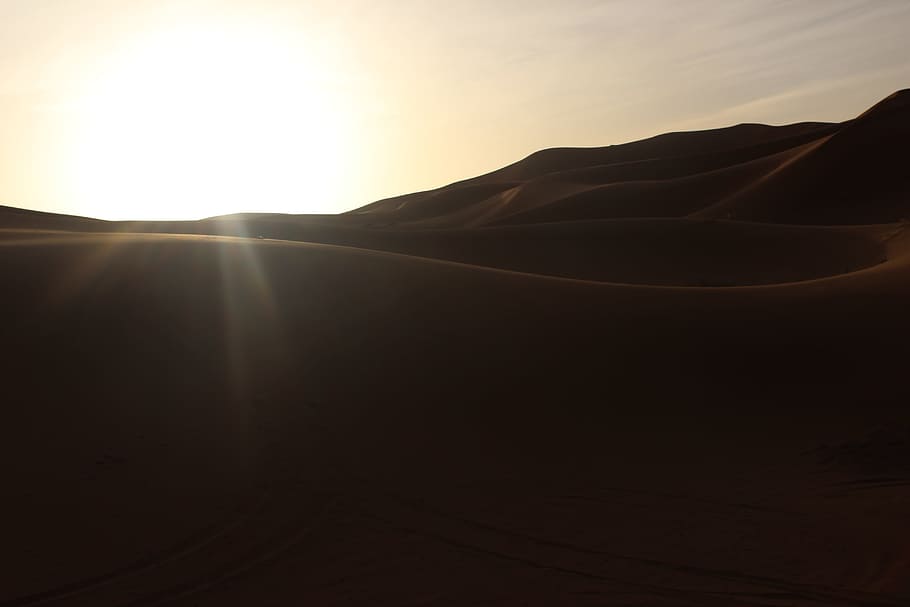 lost, desert, sand, sun, sunny, deserted, curve, curvy, sky HD wallpaper