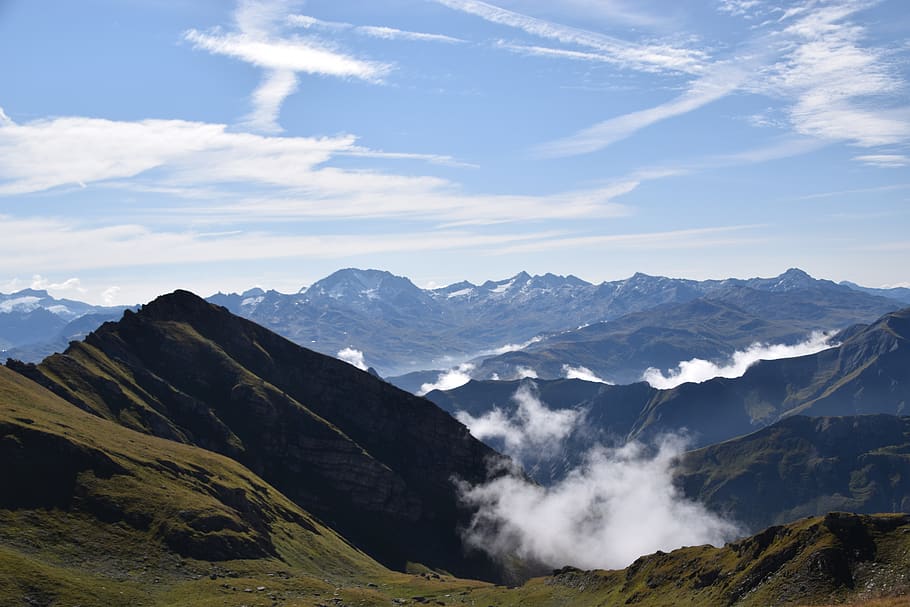 black horse, sky, cloud, mountain, cloud - sky, beauty in nature HD wallpaper