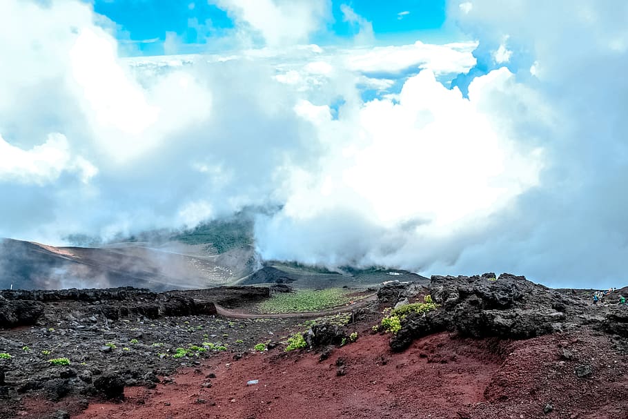 Mountain Under Cloudy Sky, clouds, daylight, geology, grass, landscape HD wallpaper