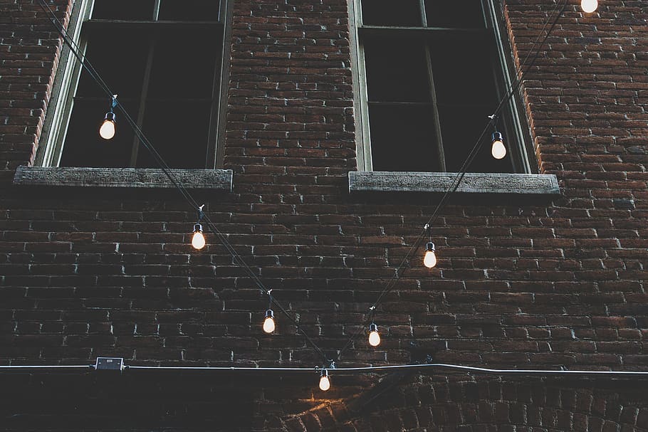 lights, dark, night, bulb, architecture, establishment, apartment HD wallpaper