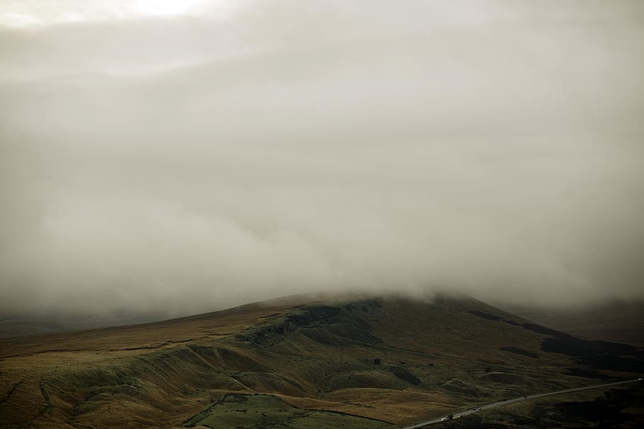 united kingdom, huddersfield, buckstones above the road, foggy, HD wallpaper