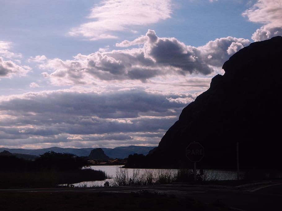 sky, water, river, rock, stone, mountaind, stop, cloud - sky HD wallpaper