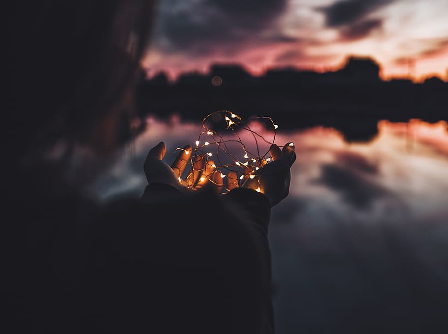 dark, cloud, sky, reflection, people, woman, hand, palm, string HD wallpaper