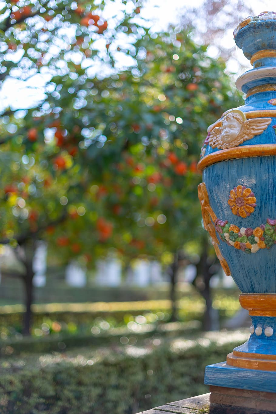 ceramic, urn, park, vase, pottery, decorative, antique, ornamental HD wallpaper