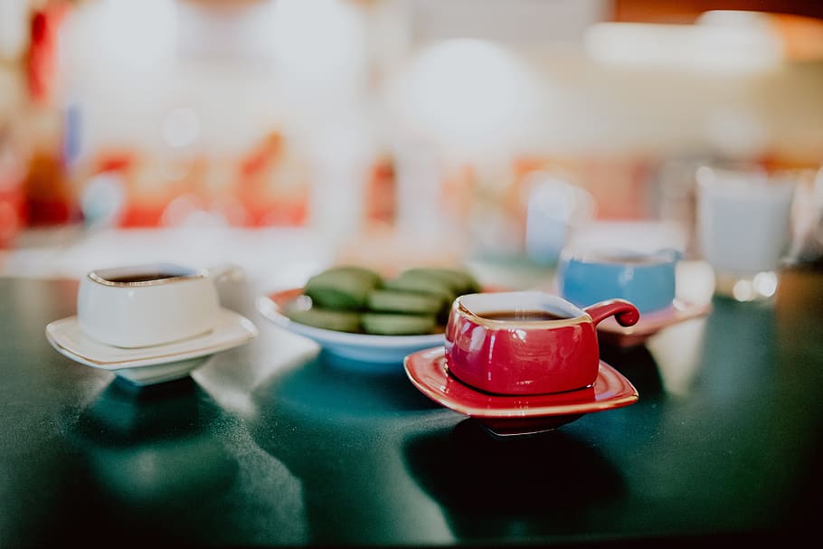 Coffee and Green Tea Cookies, books, red, mug, cup, crockery HD wallpaper