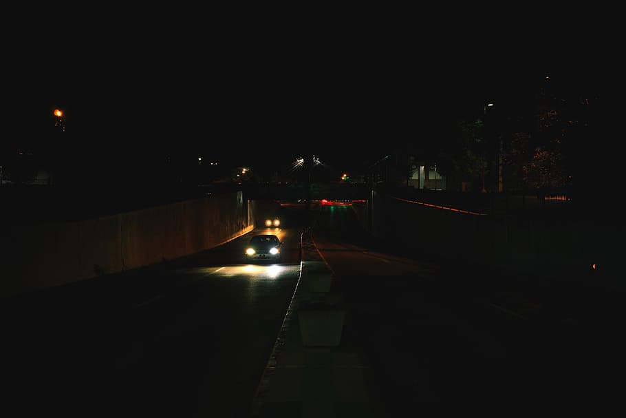 car on road during night, headlight, united states, bloomington HD wallpaper