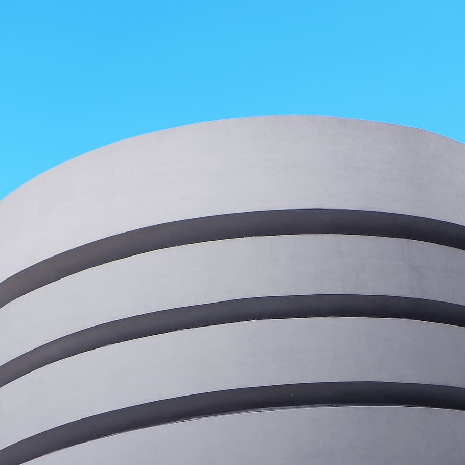 architecture, minimal, sky, blue, lines, white, building, clear HD wallpaper