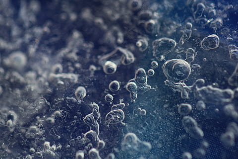 blue, ice, macro, bubble, texure, macro photo, abstraction HD wallpaper
