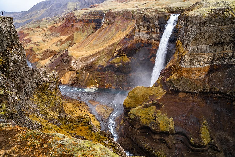 waterfalls during daytime, rock, beauty in nature, scenics - nature HD wallpaper