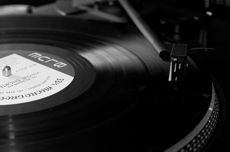 BLUE vinyl record, retro styled, music, turntable, technology HD wallpaper