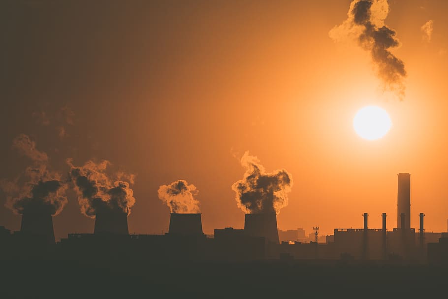 Factory Smoke, air pollution, architecture, clouds, dark, energy HD wallpaper