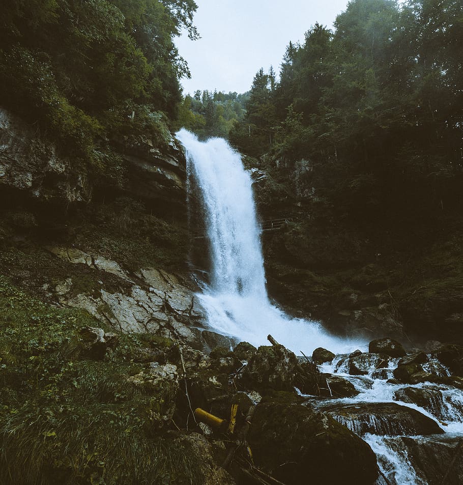 waterfalls surrounded by trees during daytime, outdoors, river HD wallpaper
