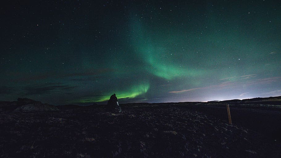 Northern Lights at night, nature, outdoors, iceland, aurora, hafnarfjordur, HD wallpaper